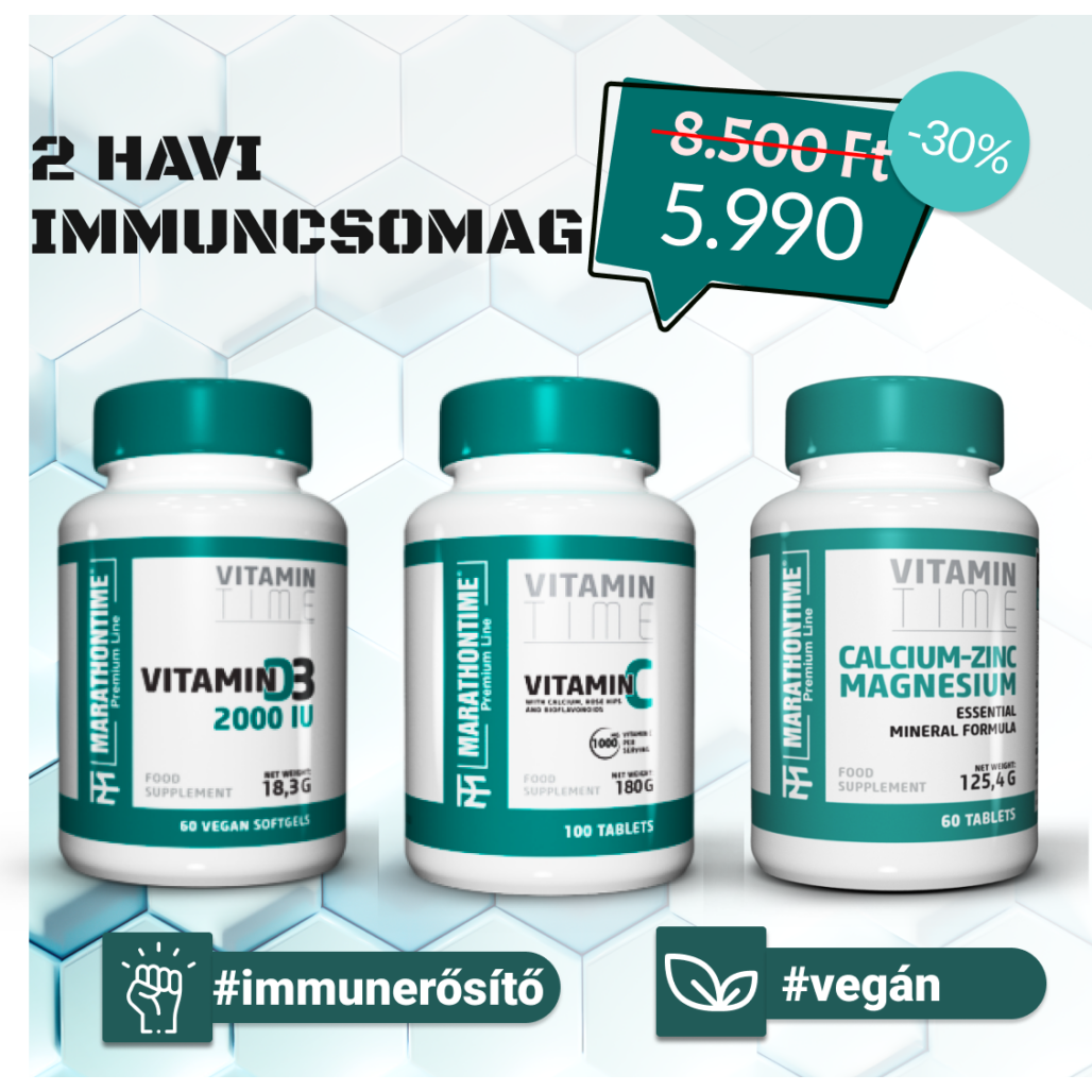 1000mg C vitamin, 2000NE D-vitamin, Calcium-Magnézium-Cink