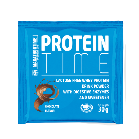 Protein Time Laktózmentes 30g Csokoládé íz  új formula étrend-kiegészítő Marathontime prémium minőség