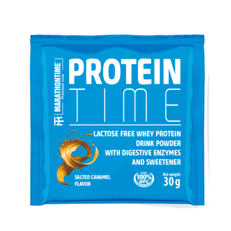 Protein Time Laktózmentes 30g Sós Karamell íz  új formula étrend-kiegészítő Marathontime prémium minőség