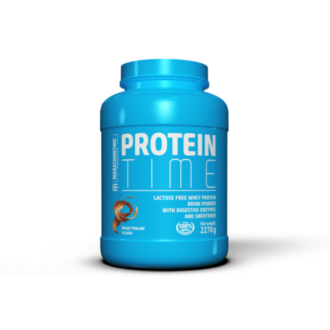 Protein Time Laktózmentes 2270g Nugát praliné íz  új formula étrend-kiegészítő Marathontime prémium minőség