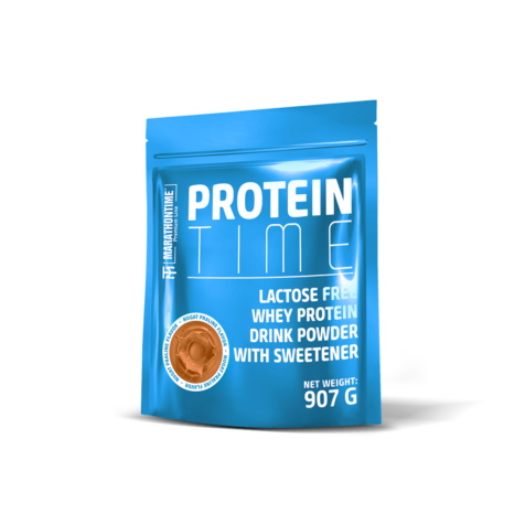 Protein Time Laktózmentes 907g Nugát praliné íz  új formula étrend-kiegészítő Marathontime prémium minőség