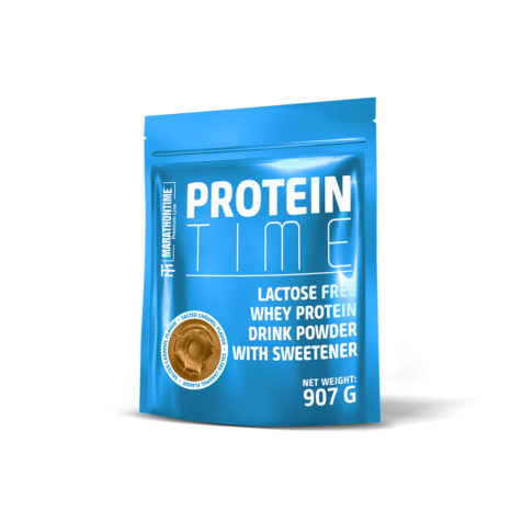 Protein Time Laktózmentes 907g Sós Karamell íz  új formula étrend-kiegészítő Marathontime prémium minőség