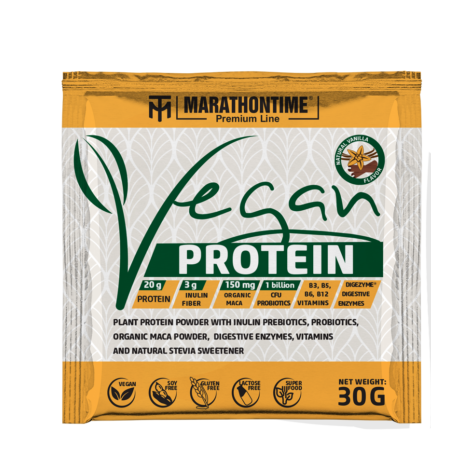 Vegán Protein 30g Vaníilia íz  új formula étrend-kiegészítő Marathontime prémium minőség