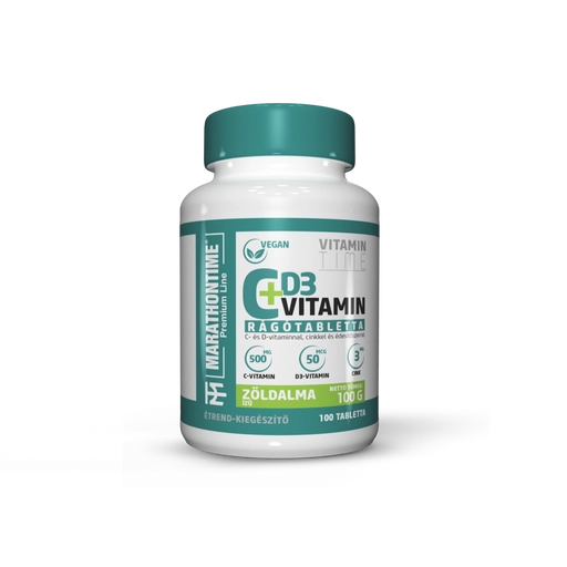 C+ D3-vitamin Rágótabletta - Spirulinával és Cinkkel - Zöldalma ízben