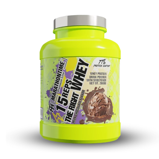 15 REPS THE RIGHT WHEY protein concentrate - 2000g with gift neon shaker - Milk chocolate