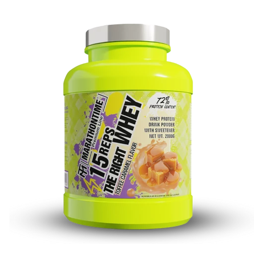 15 REPS THE RIGHT WHEY protein concentrate - 2000g GIFT with neon shaker - Toffee Caramel
