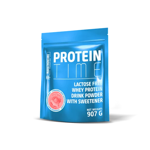Protein Time Laktázenzimmel Dúsított fehérje Fehér csokoládé - Eper íz 907g