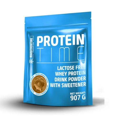 Protein Time Laktózmentes 907g Sós Karamell íz  új formula étrend-kiegészítő Marathontime prémium minőség