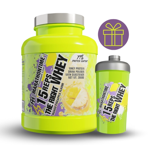15 REPS THE RIGHT WHEY protein concentrate - 2000g  with GIFT neon shaker - in 3 flavors