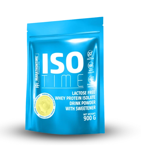 Iso Time Banán yoghurt fehérjeizolátum Laktázenzimmel Dúsítva 900g