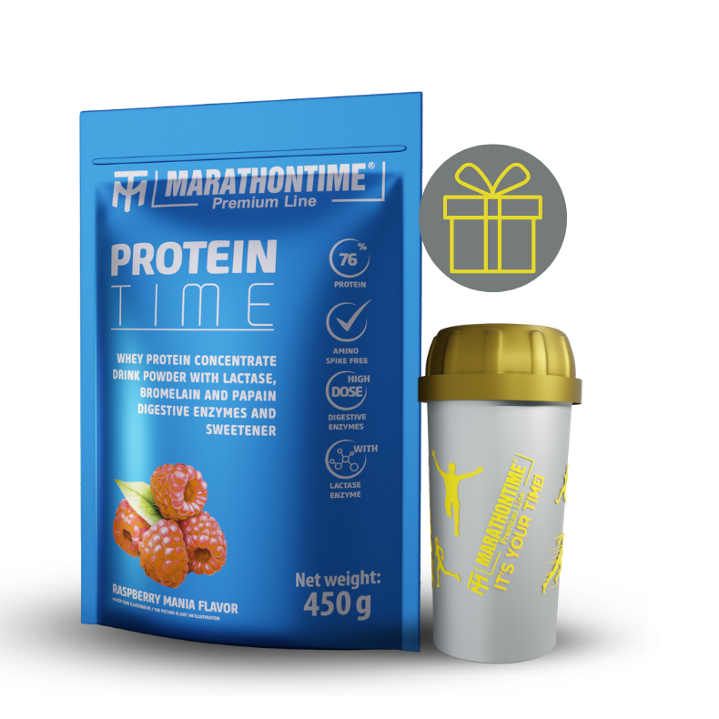 Protein Time Laktázenzimmel Dúsított fehérje Málna Mánia íz 450g