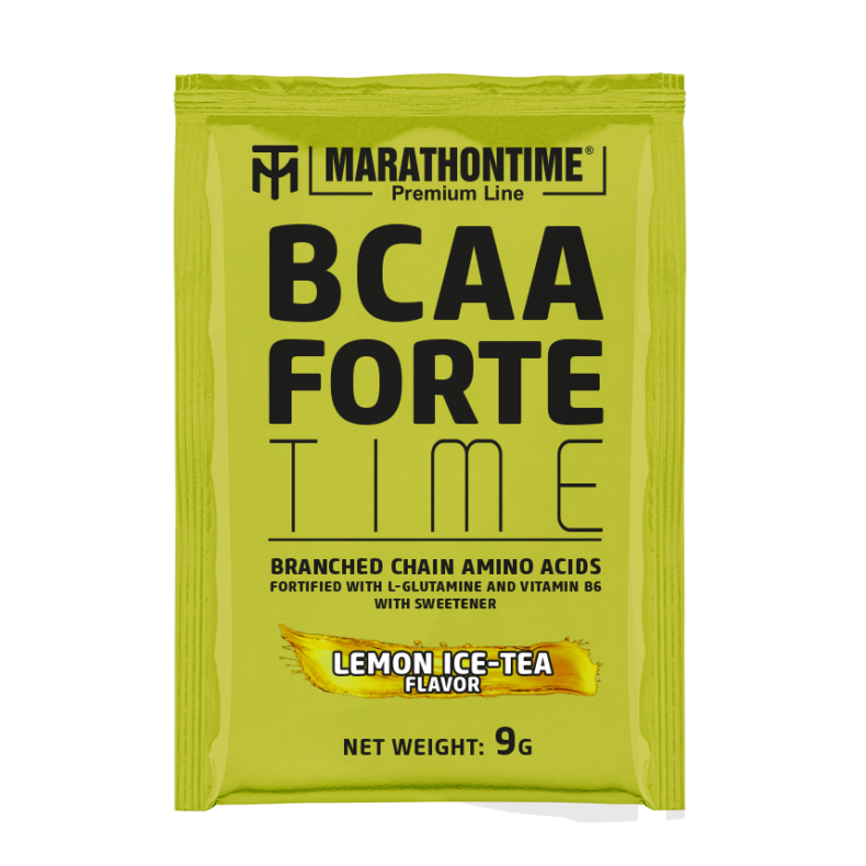 BCAA Forte Time 9 g citromos jeges-tea íz új izomépítő Marathontime formula prémium minőség 