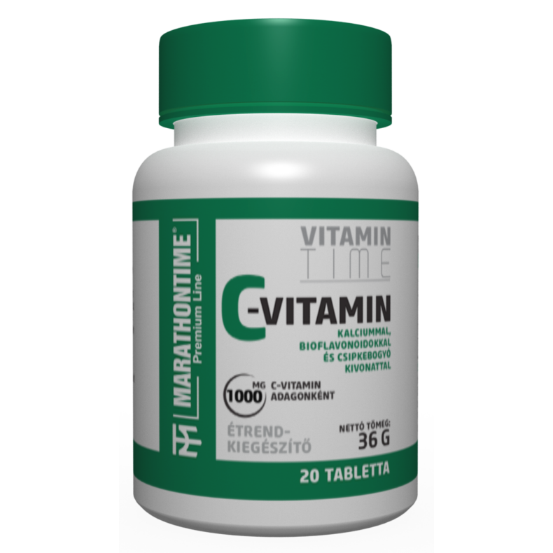 1000 mg-os C-vitamin tabletta, Kálciummal, bioflavonoidokkal és csipkebogyókivonattal - 20 szemes     