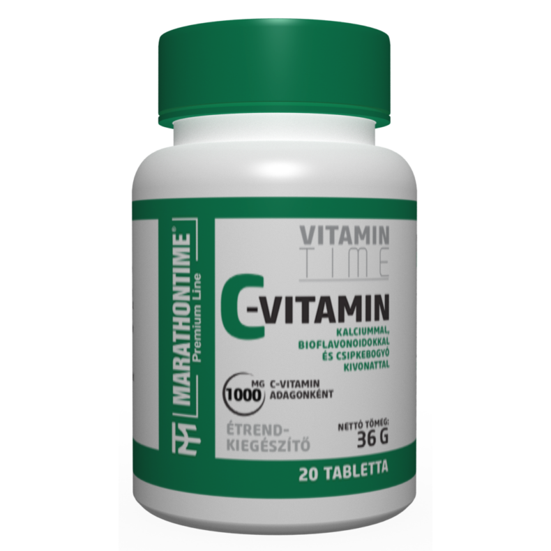 1000 mg-os C-vitamin tabletta, Kálciummal, bioflavonoidokkal és csipkebogyókivonattal - 20 szemes