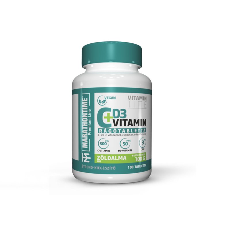 C-vitamin Rágótabletta - Spirulinával és Cinkkel - Zöldalma ízben 
