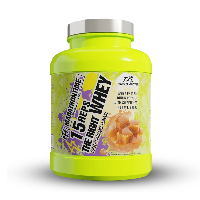 15 REPS THE RIGHT WHEY protein concentrate - 2000g GIFT with neon shaker - Toffee Caramel