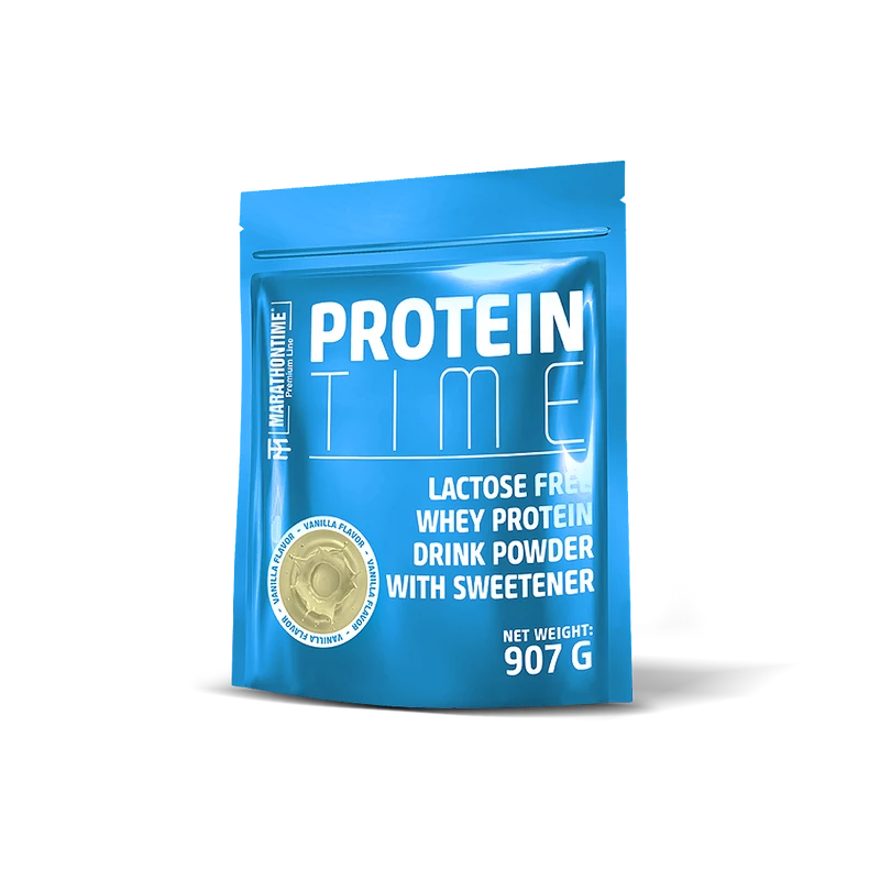 Protein Time Laktózmentes 907g Vanília íz  új formula étrend-kiegészítő Marathontime prémium minőség