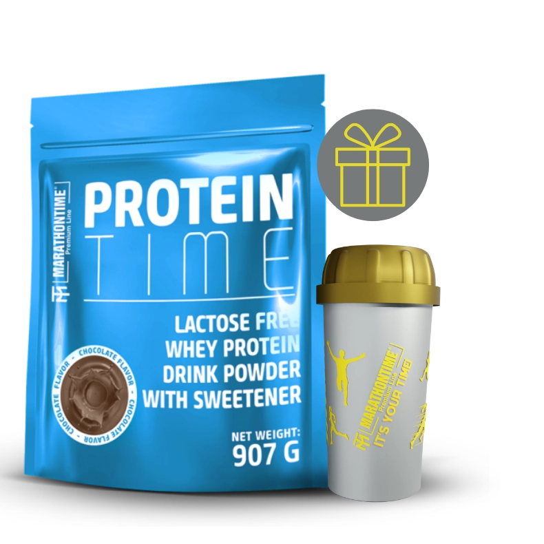 Protein Time Laktózmentes 907g Csokoládé íz  új formula étrend-kiegészítő Marathontime prémium minőség