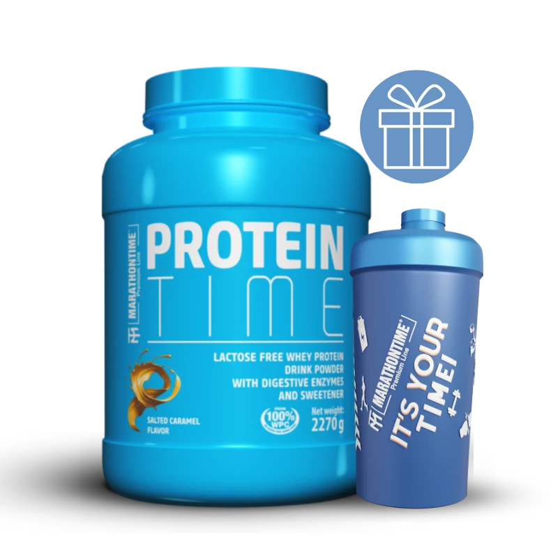 Protein Time Laktózmentes 2270g Sós Karamell íz  új formula étrend-kiegészítő Marathontime prémium minőség