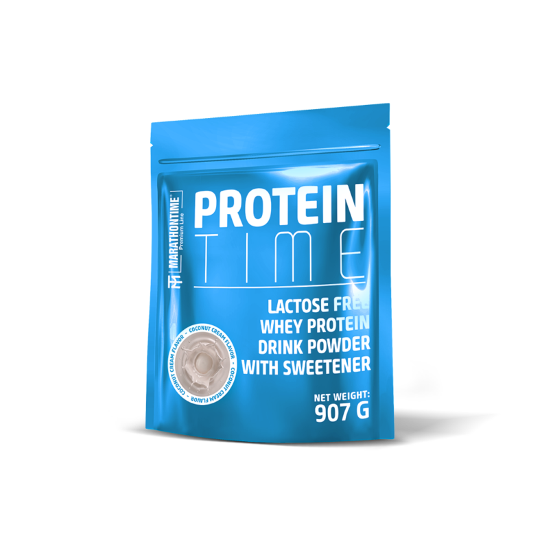 Protein Time Laktózmentes 907g Kókuszkrémes íz  új formula étrend-kiegészítő Marathontime prémium minőség