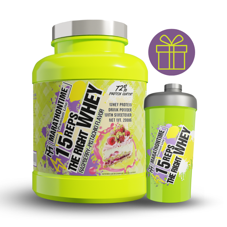 15 REPS THE RIGHT WHEY protein concentrate - 2000g GIFT with neon shaker - Raspberry Pistachio