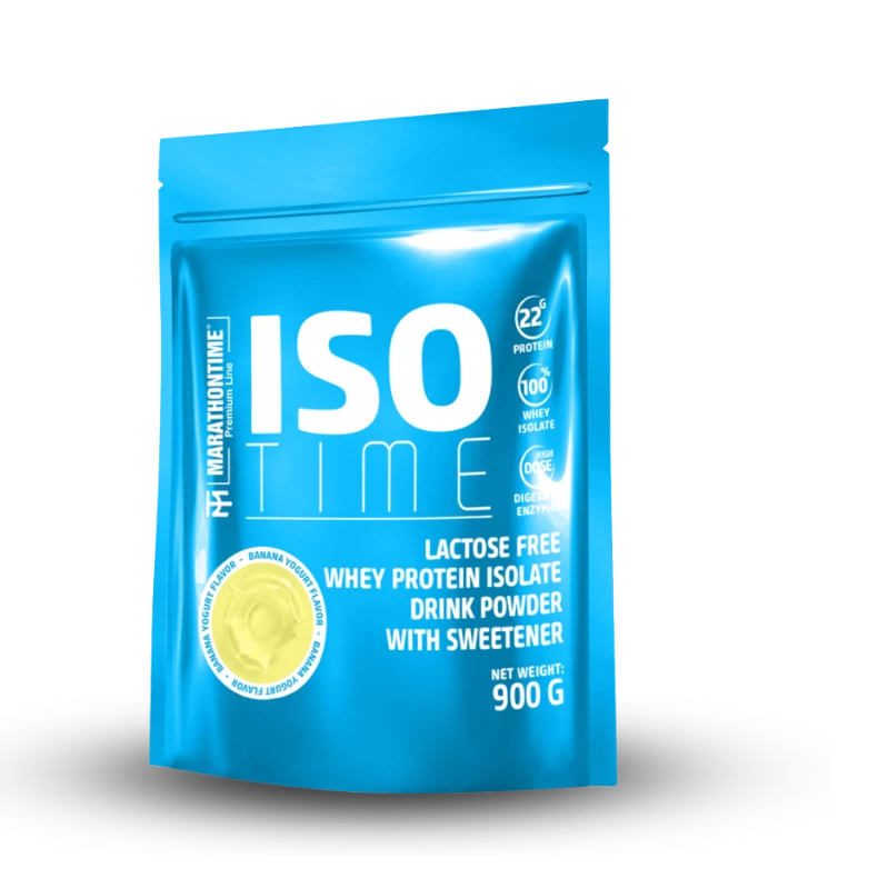 Iso Time Banán yoghurt  900g Laktózmentes  új formula étrend-kiegészítő Marathontime prémium minőség