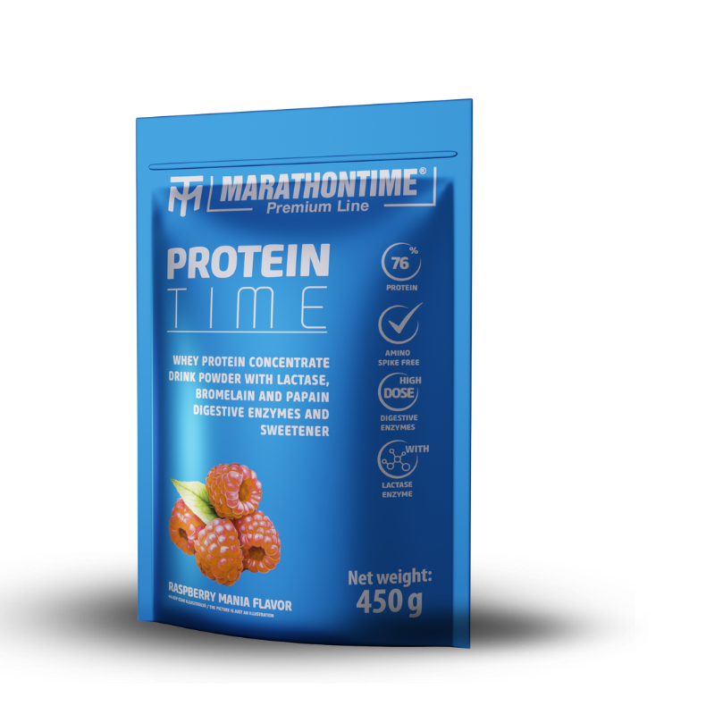 Protein Time Laktázenzimmel Dúsított fehérje Málna Mánia íz 450g